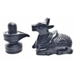 Handmade Orignal Black Ebony Wood Shiva Lingam with Nandi Statue