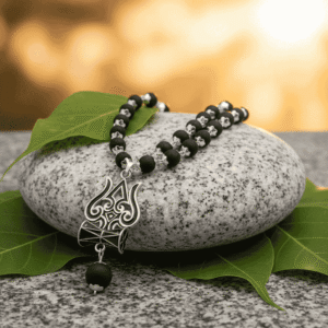 Original Karungali malai with lord shiva's pendent German silver