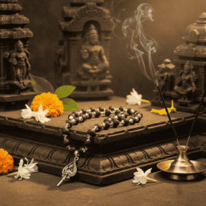 Original karungali mala Silver Capped Lord Murugan vel Pendant