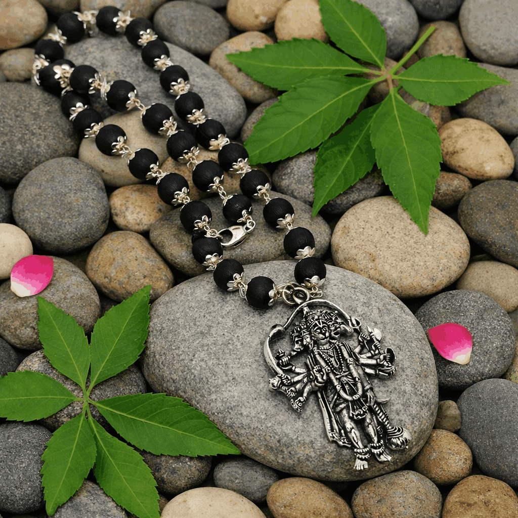 Original karungali german silver mala with narasimar dollar Original karungali german silver mala with narasimar dollar